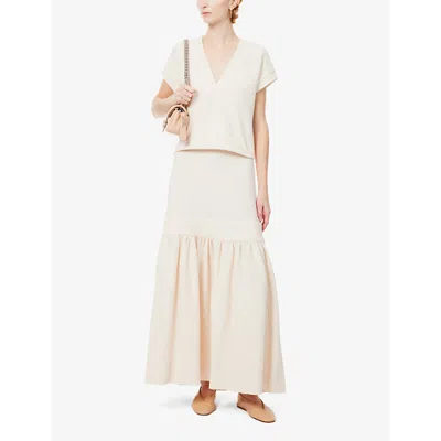 Shop Me And Em Women's Cream Textured Tiered High-rise Cotton-blend Maxi Skirt