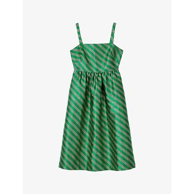 Shop Lk Bennett Womens Mul-green Elodie Geometric-weave Jacquard Woven Midi Dress