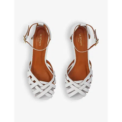Lk Bennett Womens Cre-ecru Noemia Plaited Leather Heeled Sandals In Cre-ecru