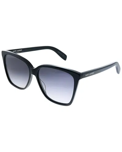 Shop Saint Laurent Women's Cat-eye 56mm Sunglasses In Black