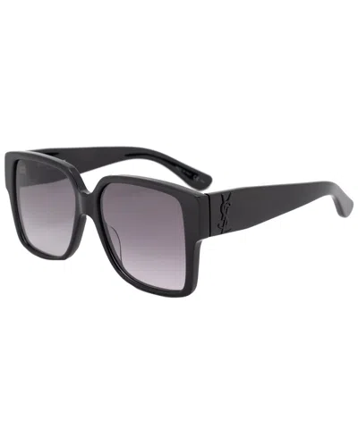 Shop Saint Laurent Women's Oversized 55mm Sunglasses In Black