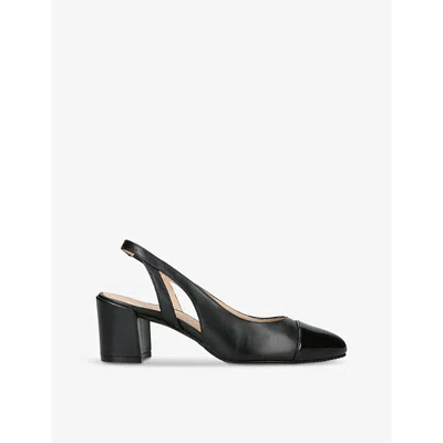 Stuart Weitzman 'sleek' Black Slingback Pumps With Block Heel In Blk/other