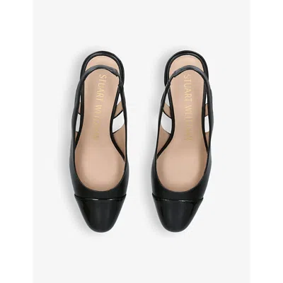 Stuart Weitzman 'sleek' Black Slingback Pumps With Block Heel In Blk/other