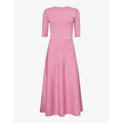 Shop Gabriela Hearst Women's Rose Quartz Seymore Flared-hem Wool-blend Midi Dress