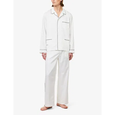 Shop Magniberg Mens White Sorbetto Contrast-piping Cotton Pyjama Top