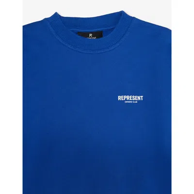 Shop Represent Boys Cobalt Kids Logo-print Crewneck Cotton-jersey Sweatshirt 4-6 Years