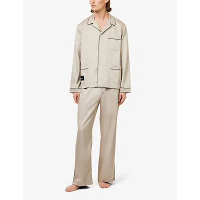 Shop Magniberg Men's Clay Sorbetto Contrast-piping Cotton Pyjama Top