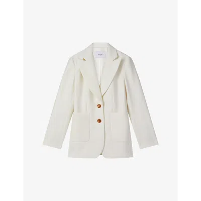 Shop Lk Bennett Mariner Single-breasted Wool Jacket In Cre-ecru