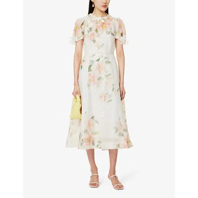 Shop Zimmermann Women's Ivory Camellia Liftoff Floral-print Linen And Silk-blend Midi Dress