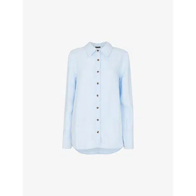 Shop Whistles Relaxed-fit Long-sleeved Linen Shirt In Blue