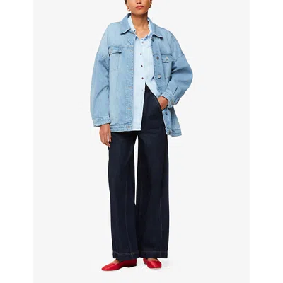Shop Whistles Relaxed-fit Long-sleeved Linen Shirt In Blue
