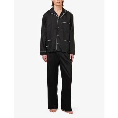 Shop Magniberg Men's Black Sorbetto Contrast-piping Cotton Pyjama Top