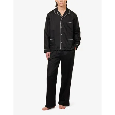 Shop Magniberg Mens Black Sorbetto Contrast-piping Cotton Pyjama Bottoms
