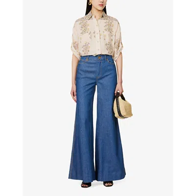Shop Zimmermann Womens Utility Dot Lemon U Paisley-print Short-sleeved Silk-blend Shirt