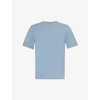 Shop Lululemon Men's Oasis Blue Zeroed In Short-sleeve Cotton-blend T-shirt