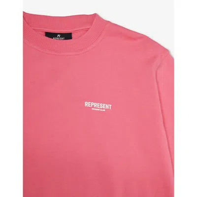 Shop Represent Boys Bubblegum Pink Kids Logo-print Crewneck Cotton-jersey Sweatshirt 4-6 Years