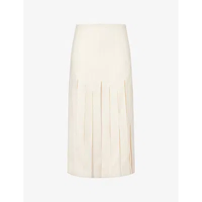 Shop Gabriela Hearst Women's Ivory Binka High-rise Silk And Wool-blend Midi Skirt