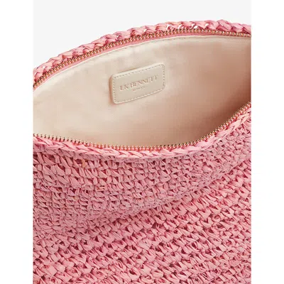 Shop Lk Bennett Women's Pin-pink Danilla Fold-over Raffia Clutch