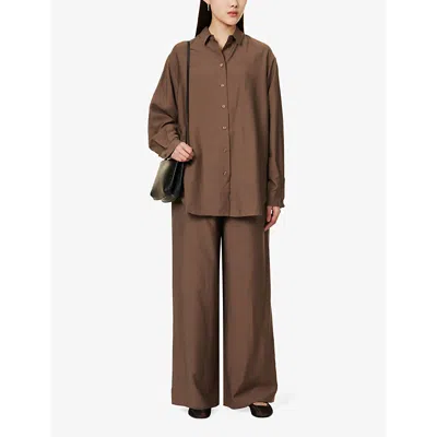 Shop Samsoe & Samsoe Samsoe Samsoe Women's Brown Stone Alfrida Relaxed-fit Woven Shirt