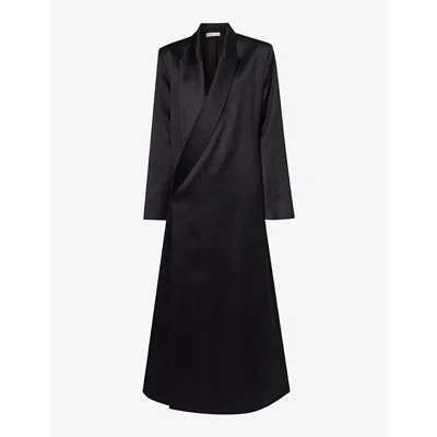 Shop Aaron Esh Women's Black/black Notch-lapel Shoulder-pad Regular-fit Wool Coat