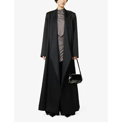 Shop Aaron Esh Women's Black/black Notch-lapel Shoulder-pad Regular-fit Wool Coat