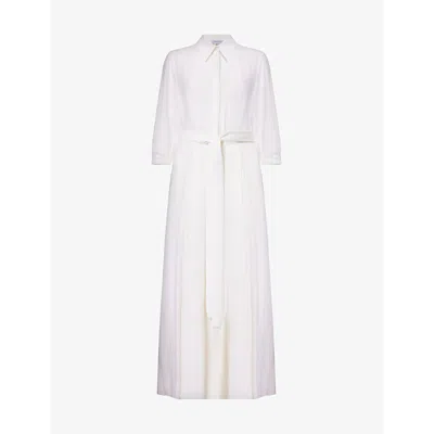 Shop Gabriela Hearst Andy Spread-collar Wool And Cashmere-blend Midi Dress In Ivory