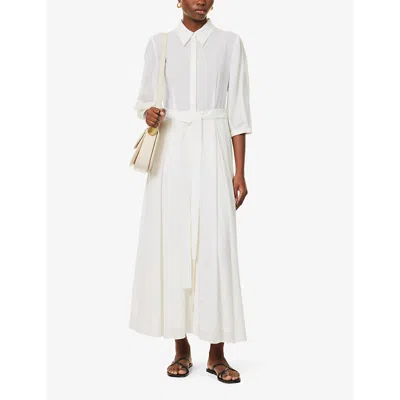 Shop Gabriela Hearst Women's Ivory Andy Spread-collar Wool And Cashmere-blend Midi Dress