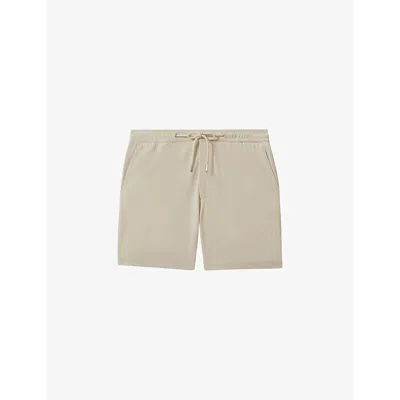 Shop Reiss Men's Stone Newmark Elasticated-waist Slim-fit Stretch-woven Shorts