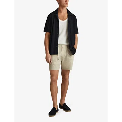 Shop Reiss Newmark Elasticated-waist Slim-fit Stretch-woven Shorts In Stone