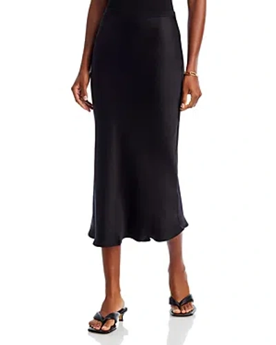 Anine Bing Black Silk Bar Mid-length Skirt In Black