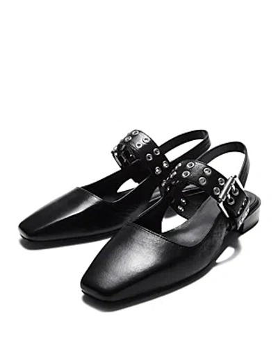Rag & Bone Astra Houndstooth Buckle Slingback Ballerina Flats In Black