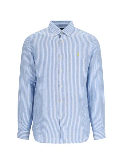 Shop Polo Ralph Lauren Logo Shirt In Light Blue