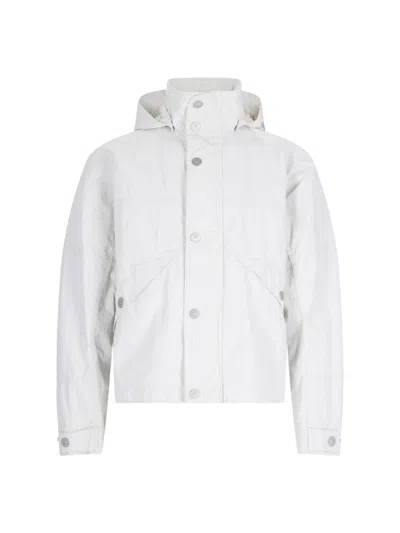 Shop Stone Island 'marina' Linen Jacket In White