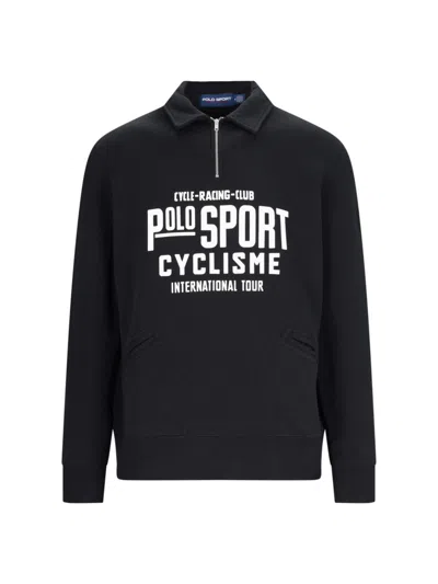 Polo Ralph Lauren Knitwear With Ribbed Cuffs And Embroidered Patch In Black  