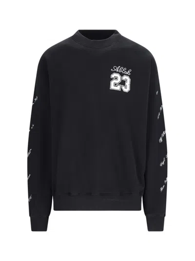 Shop Off-white Logo Crew Neck Sweatshirt In Black  