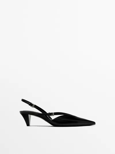 Shop Massimo Dutti Slingback Shoes With Instep Straps In Black