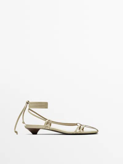 Shop Massimo Dutti Multi-strap Heeled Sandals In Cream