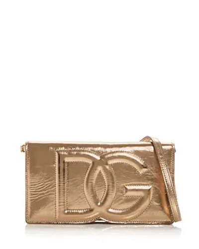 Shop Dolce & Gabbana Logo Mini Phone Bag In Gold