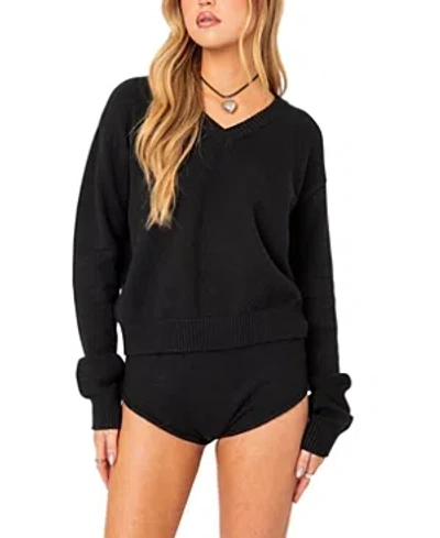Shop Edikted Comfort Club Oversized Sweater In Black