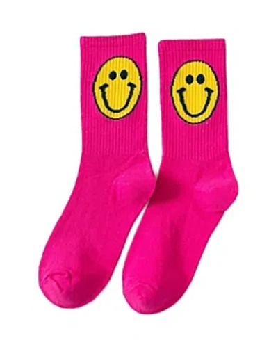 Shop Malibu Sugar Happy Face Socks - Big Kid 8-12 In Hot Pink