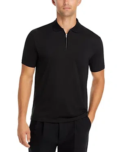 Hugo Boss Dekok Quarter Zip Short Sleeve Polo Shirt In Black