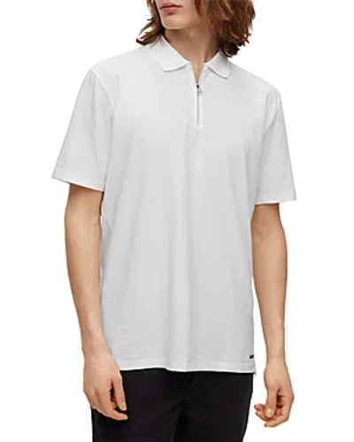 Shop Hugo Dekok Quarter Zip Short Sleeve Polo Shirt In White