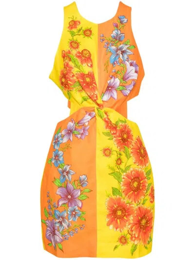 Shop Alemais Jude Twist Mini Dress In Orange
