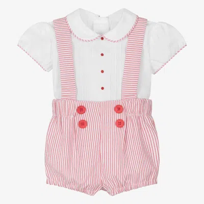 Shop Miranda Baby Boys Red Stripe Cotton Shorts Set