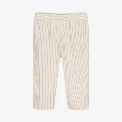 Shop Emporio Armani Baby Boys Ivory Cotton & Linen Trousers