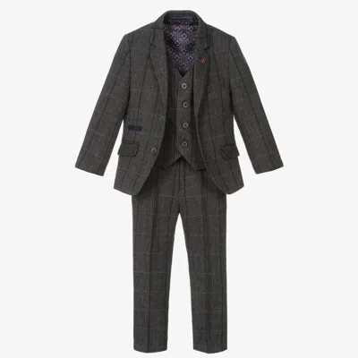 Shop House Of Cavani Boys Grey Tweed Albert Suit