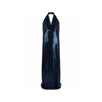 Shop Blanca Vita Sequin-embellished Long Dress In Blue