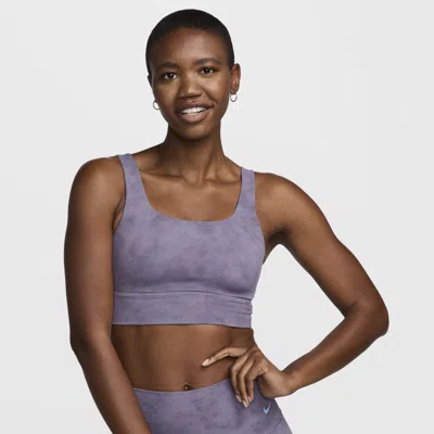 Shop Nike Women's Zenvy Tie-dye Medium-support Padded Longline Sports Bra In Purple