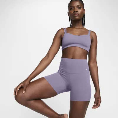 Shop Nike Women's Zenvy Gentle-support High-waisted 5" Biker Shorts In Purple