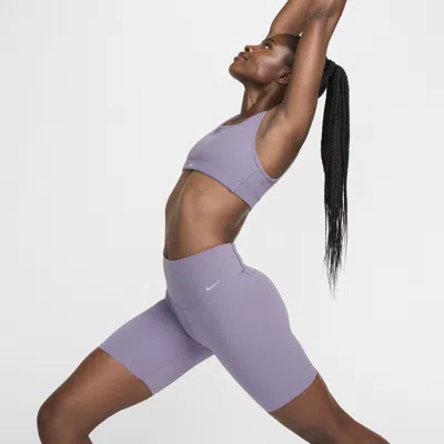 Shop Nike Women's Zenvy Gentle-support High-waisted 8" Biker Shorts In Purple